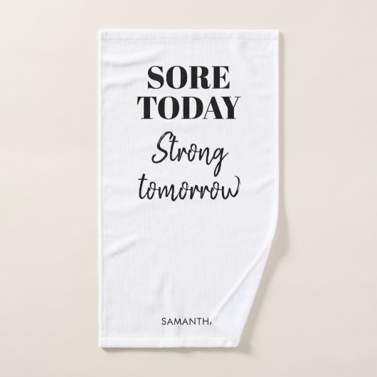 Funny Sore Today Strong Tomorrow Name Workout Gym Handtuch (Handtuch)