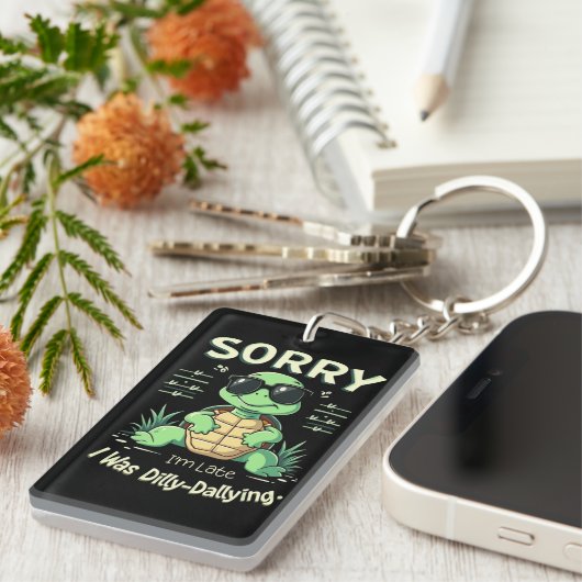 Funny Sorry, dass ich spät dran bin mit Retro Ästh Schlüsselanhänger (Vorderseite rechts)