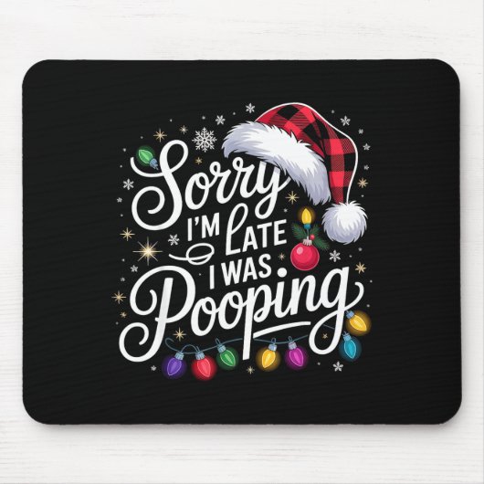 Funny Sorry I'm Late I Was Ong Xmas Lights Red San Mousepad (Vorne)