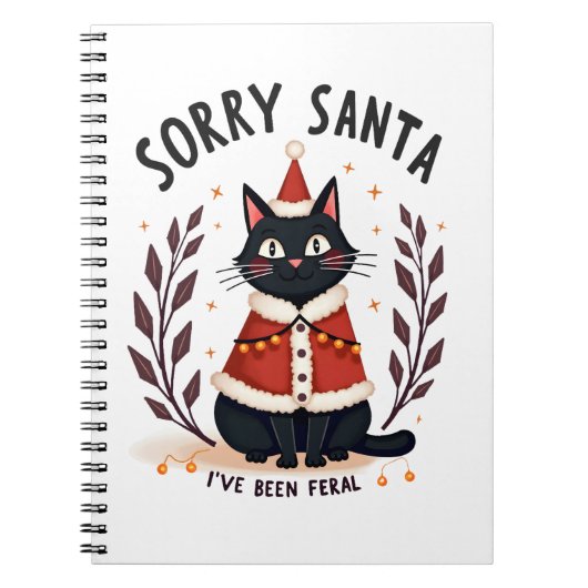 Funny Sorry Santa I've Been Feral Black Cat Christ Notizblock (Vorderseite)