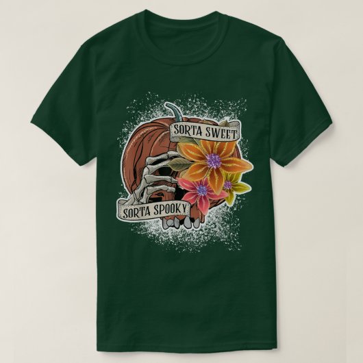 Funny Sorta Sweet Sorta Spooky Blume Pumpkin Hall T-Shirt (Design vorne)