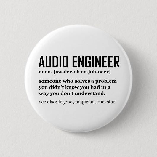 Funny Sound Engineer Audio Engineering Definition Button (Vorderseite)