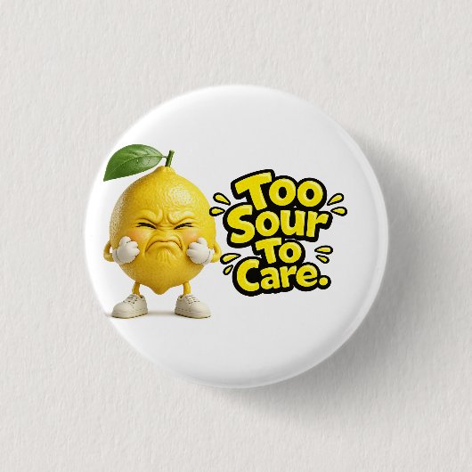 Funny Sour Lemon Pin Button | Cute Angry Lemon Bad (Vorderseite)