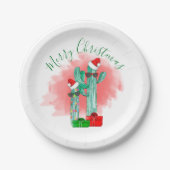 Funny Southwest Cactus Sunglasses Weihnachten Pappteller (Vorderseite)