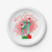 Funny Southwest Cactus Sunglasses Weihnachten Pappteller (Vorderseite)