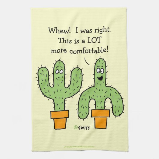 Funny Southwest Desert Cactus Cartoon Küche Geschirrtuch (Vertikal)