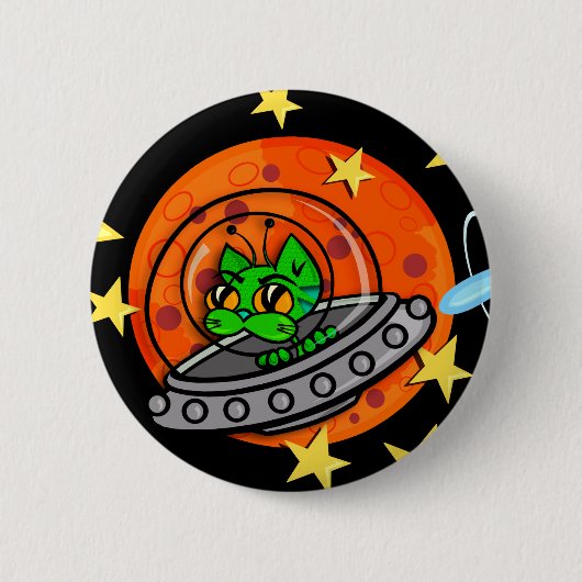 FUNNY SPACE ALIEN KITTY CAT ROUND SCHALTFLÄCHE BUTTON (Vorderseite)
