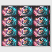 Funny Space Cat Astronaut Kitty Galaxy Universe Geschenkpapier (Flach)