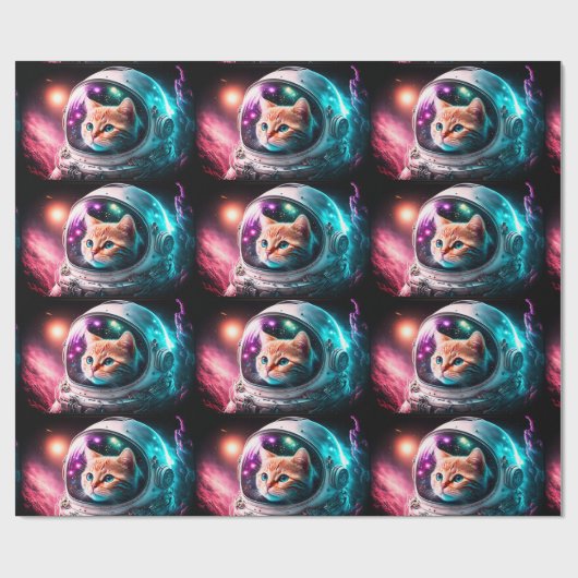 Funny Space Cat Astronaut Kitty Galaxy Universe Geschenkpapier (Flach)