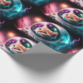 Funny Space Cat Astronaut Kitty Galaxy Universe Geschenkpapier (Ecke)