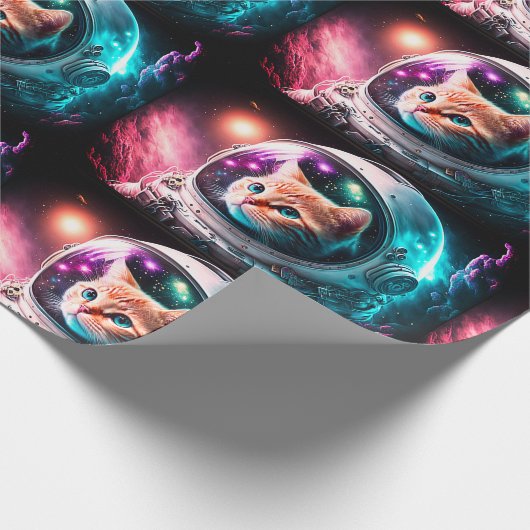 Funny Space Cat Astronaut Kitty Galaxy Universe Geschenkpapier (Ecke)