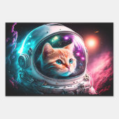 Funny Space Cat Astronaut Kitty Galaxy Universe Geschenkpapier Set (Vorderseite 2)