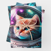 Funny Space Cat Astronaut Kitty Galaxy Universe Geschenkpapier Set (Beispiel)