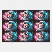Funny Space Cat Astronaut Kitty Galaxy Universe Geschenkpapier Set (Vorderseite)