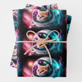 Funny Space Cat Astronaut Kitty Galaxy Universe Geschenkpapier Set (Beispiel)