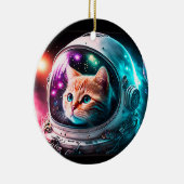 Funny Space Cat Astronaut Kitty Galaxy Universe Keramik Ornament (Rechts)