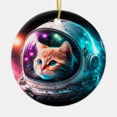Funny Space Cat Astronaut Kitty Galaxy Universe Keramik Ornament (Vorne)