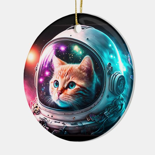 Funny Space Cat Astronaut Kitty Galaxy Universe Keramik Ornament (Links)