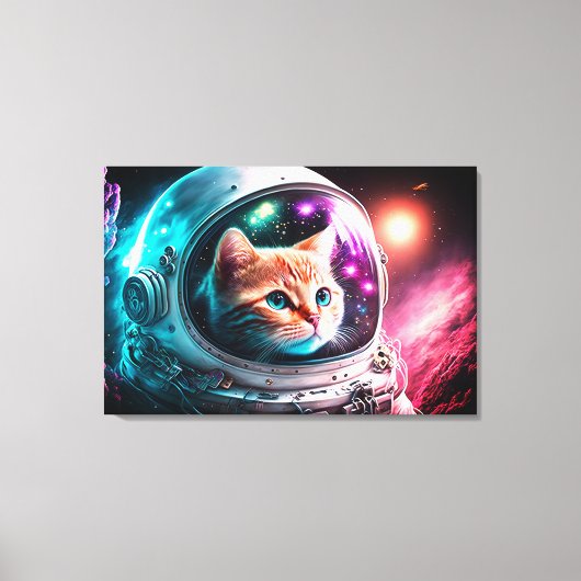 Funny Space Cat Astronaut Kitty Galaxy Universe Leinwanddruck (Vorderseite)
