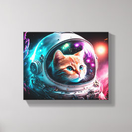 Funny Space Cat Astronaut Kitty Galaxy Universe Leinwanddruck
