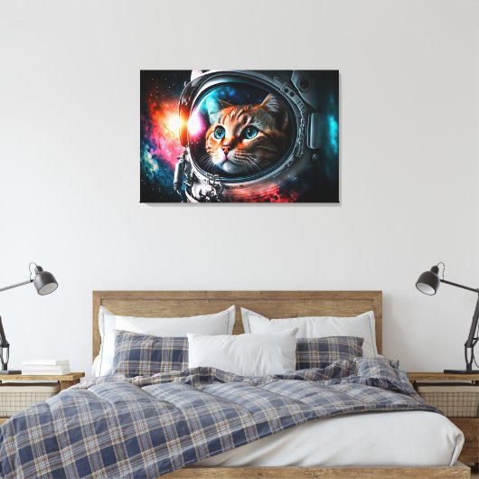 Funny Space Cat Astronaut Kitty Galaxy Universe Leinwanddruck (Insitu (Schlafzimmer))