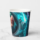 Funny Space Cat Astronaut Kitty Galaxy Universe Pappbecher (Rückseite)