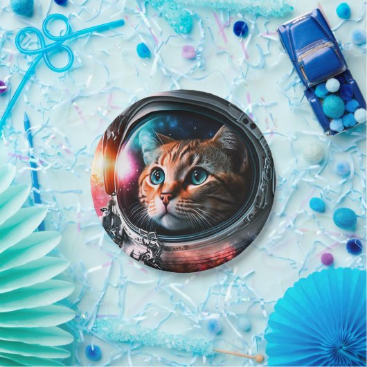 Funny Space Cat Astronaut Kitty Galaxy Universe Pappteller (Party)