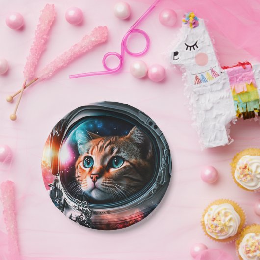 Funny Space Cat Astronaut Kitty Galaxy Universe Pappteller (Party)