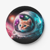 Funny Space Cat Astronaut Kitty Galaxy Universe Pappteller (Vorderseite)