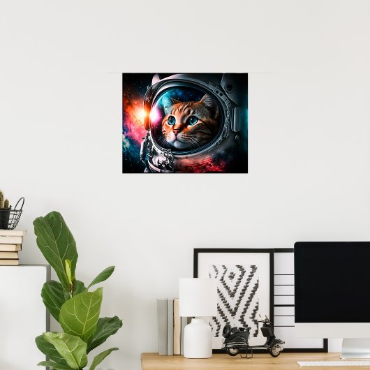 Funny Space Cat Astronaut Kitty Galaxy Universe Poster (Heimbüro)