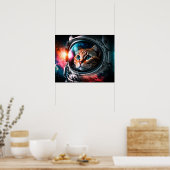 Funny Space Cat Astronaut Kitty Galaxy Universe Poster (Küche)