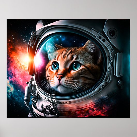 Funny Space Cat Astronaut Kitty Galaxy Universe Poster (Vorne)
