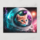 Funny Space Cat Astronaut Kitty Galaxy Universe Postkarte (Vorderseite)