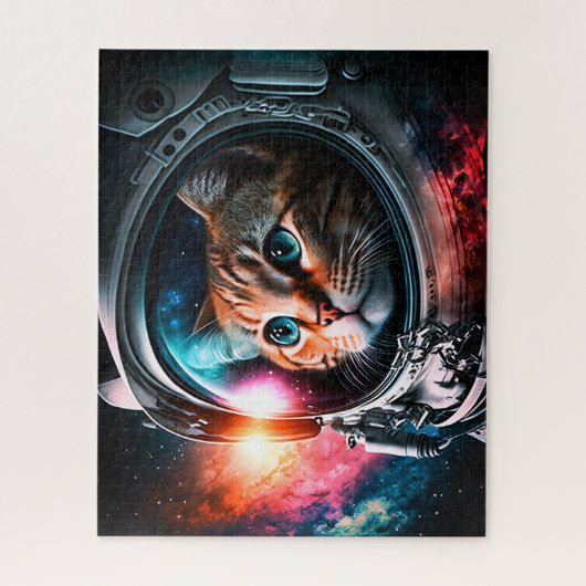 Funny Space Cat Astronaut Kitty Galaxy Universe Puzzle (Vertikal)