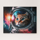 Funny Space Cat Astronaut Kitty Galaxy Universe Puzzle (Horizontal)