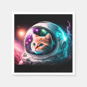 Funny Space Cat Astronaut Kitty Galaxy Universe Serviette
