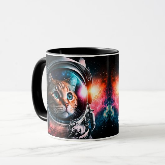 Funny Space Cat Astronaut Kitty Galaxy Universe Tasse (Vorderseite Links)