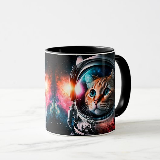 Funny Space Cat Astronaut Kitty Galaxy Universe Tasse (VorderseiteRechts)