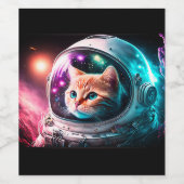 Funny Space Cat Astronaut Kitty Galaxy Universe Weinetikett (Einzelnes Label)