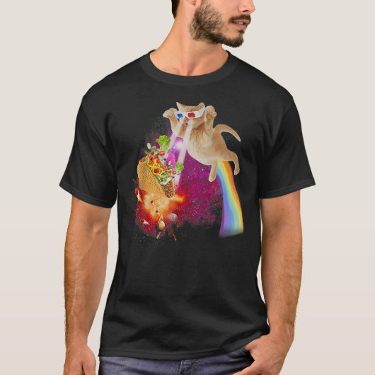 Funny Space Cat Laser Taco Galaxy Kitten Rainbow C T-Shirt (Vorderseite)