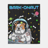 Funny Space Hund "Barkonaut" Bulldog Liebt Galaxy Fleecedecke (Vorderseite)