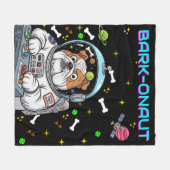 Funny Space Hund "Barkonaut" Bulldog Liebt Galaxy Fleecedecke (Vorderseite (Horizontal))