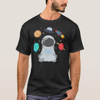 Funny Space Meditation Astronaut Yoga Planets Univ T-Shirt