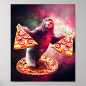 Funny Space Sloth mit Pizza Poster (Vorne)