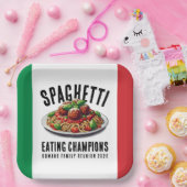 Funny Spaghetti Eating Champion Family Reunion Pappteller (Party)