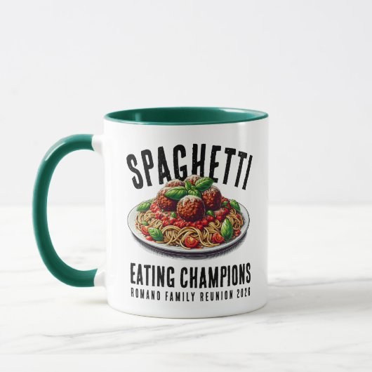 Funny Spaghetti Eating Champions Family Reunion Tasse (Links)