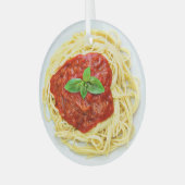 Funny Spaghetti Gag Geschenk Weihnachtsmetall Orna Ornament Aus Glas (Vorderseite links)
