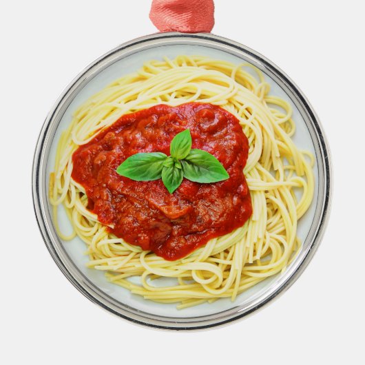 Funny Spaghetti Gag Geschenk Weihnachtsnacht Ornament Aus Metall (Vorne)