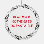 Funny Spaghetti Pun Christmas Keramik Ornament (Hinten)
