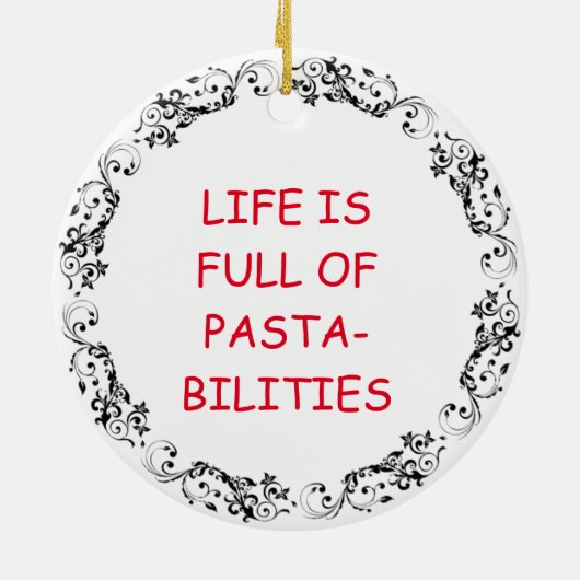 Funny Spaghetti Pun Christmas Keramik Ornament (Hinten)